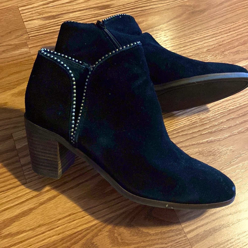 Lucky Brand black suede beaded boots